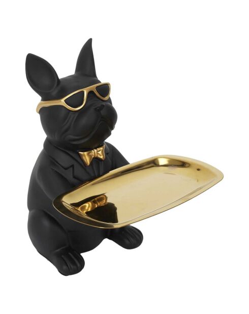 Vide Poche décoratif Bulldog noir/doré - 19x23.5x20 cm