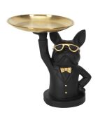 Vide Poche décoratif Bulldog noir/doré - 18x21x21 cm