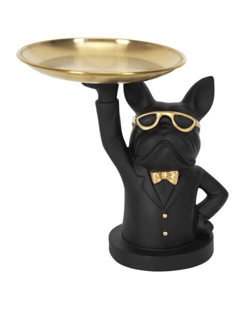 Vide Poche décoratif Bulldog noir/doré - 18x21x21 cm