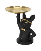 Vide Poche décoratif Bulldog noir/doré - 18x21x21 cm