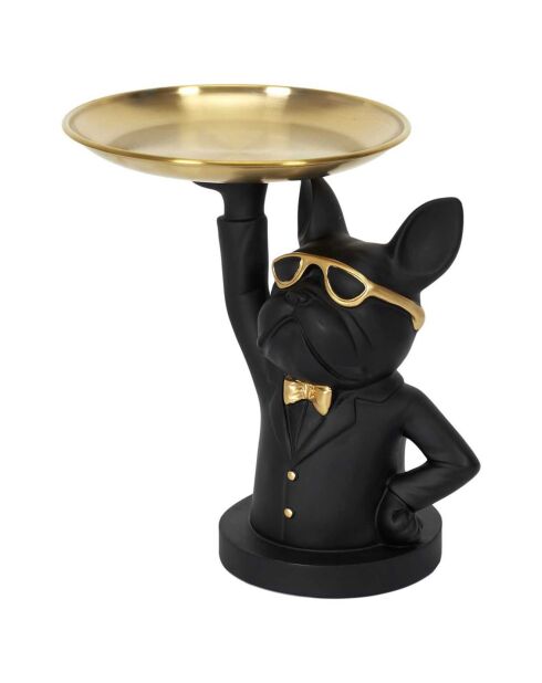 Vide Poche décoratif Bulldog noir/doré - 18x21x21 cm