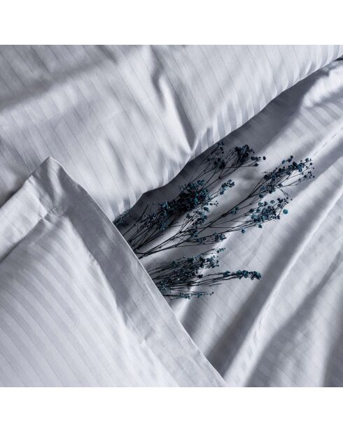 Parure housse de couette en satin de coton Stripe grise