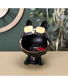 Vide Poche décoratif chien à lunettes noir/doré - 17x23.5x17 cm