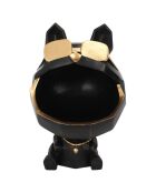 Vide Poche décoratif chien à lunettes noir/doré - 17x23.5x17 cm