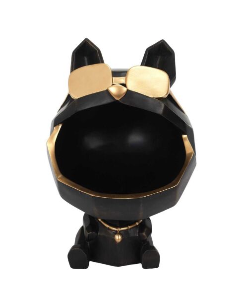 Vide Poche décoratif chien à lunettes noir/doré - 17x23.5x17 cm