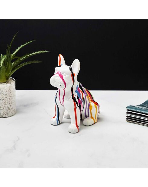 Bulldog en céramique multicolore - 12x20x19 cm