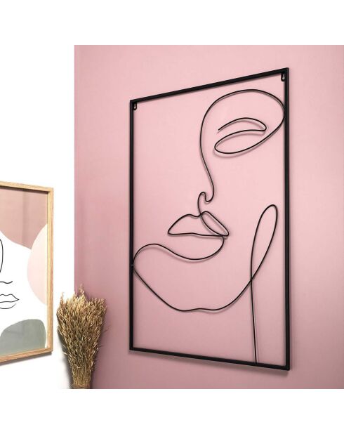 Tableau filaire Visage noir - 60x90x1 cm
