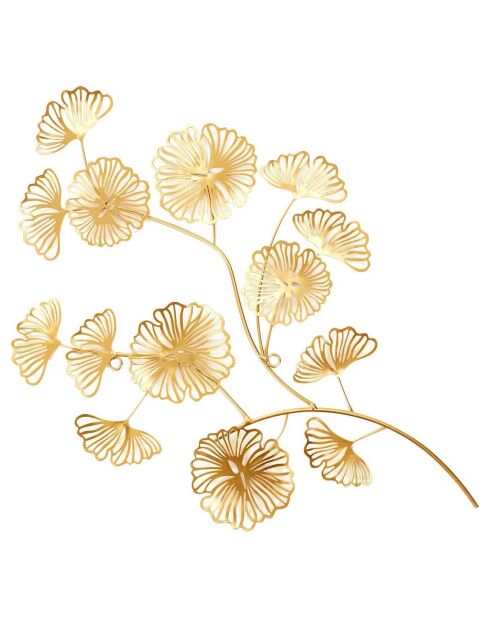 Décoration murale fleurs dorées  - 35x54x2.2 cm
