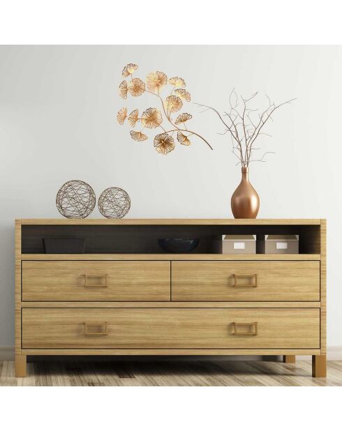 Décoration murale fleurs dorées  - 35x54x2.2 cm