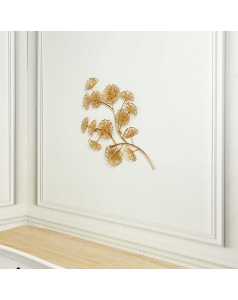 Décoration murale fleurs dorées  - 35x54x2.2 cm