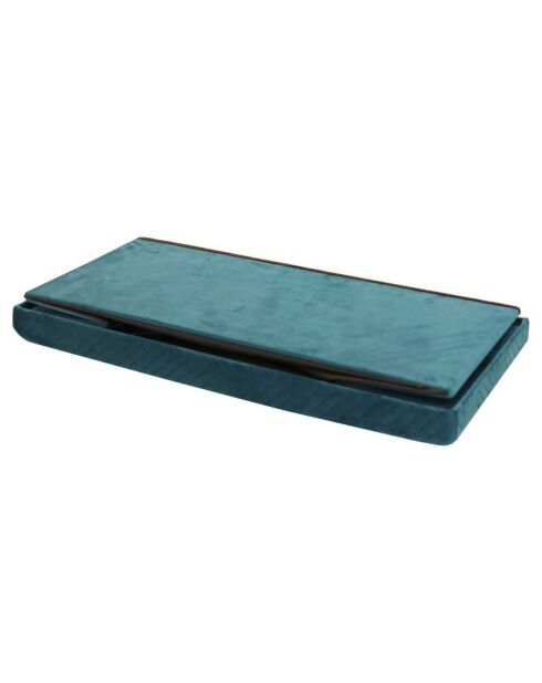 Coffre banc en velours pliable bleu - 76x38x38 cm