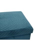 Coffre banc en velours pliable bleu - 76x38x38 cm
