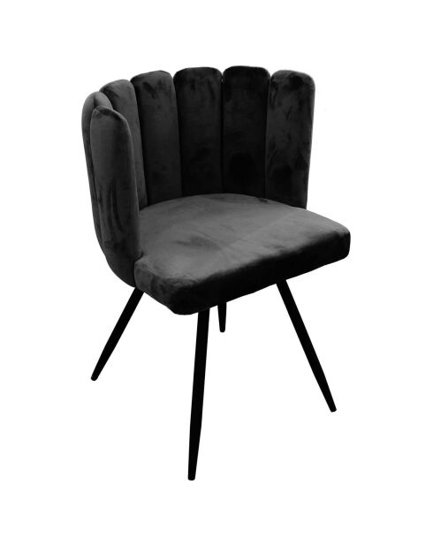 2 Chaises en velours Ariel noires - 59.5x79x47.5 cm