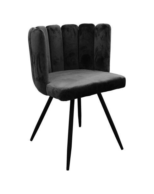 2 Chaises en velours Ariel noires - 59.5x79x47.5 cm