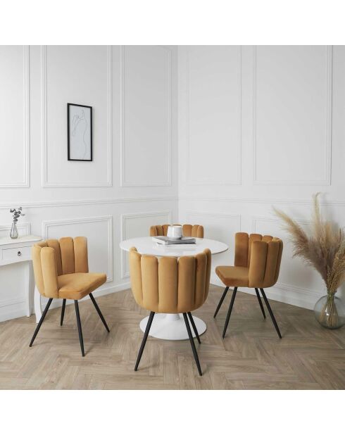 2 Chaises en velours Ariel moutarde - 59.5x79x47.5 cm