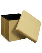 Coffre pouf velours cotelé pliable Giulia moutarde - 38x38x38 cm