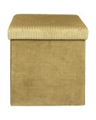 Coffre pouf velours cotelé pliable Giulia moutarde - 38x38x38 cm