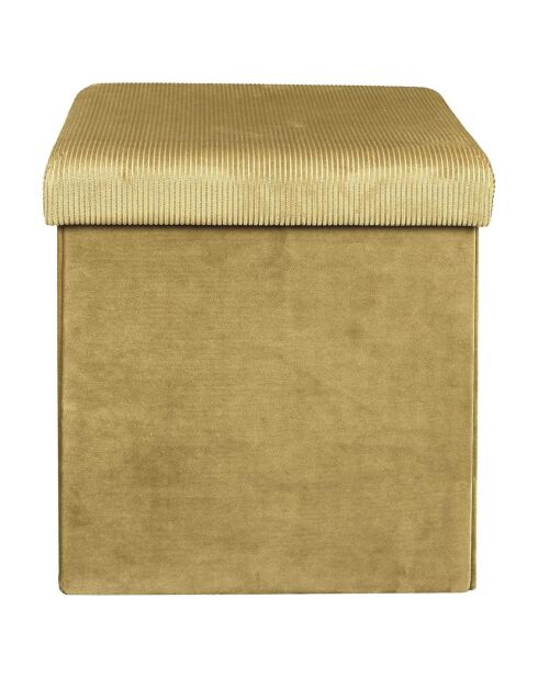Coffre pouf velours cotelé pliable Giulia moutarde - 38x38x38 cm
