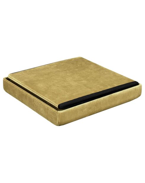 Coffre pouf velours cotelé pliable Giulia moutarde - 38x38x38 cm