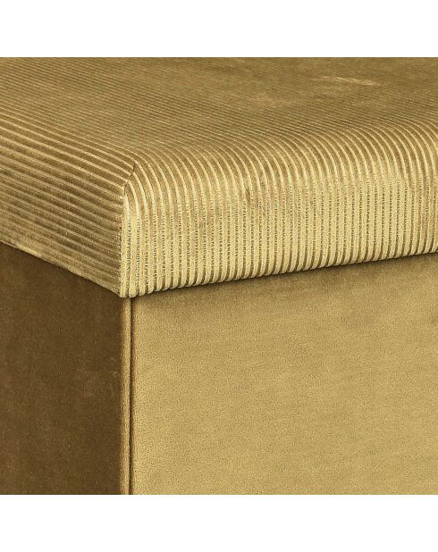 Coffre pouf velours cotelé pliable Giulia moutarde - 38x38x38 cm