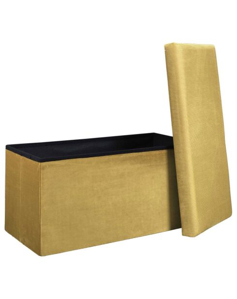 Coffre banc velours cotelé pliable Giulia moutarde - 77x38x38 cm