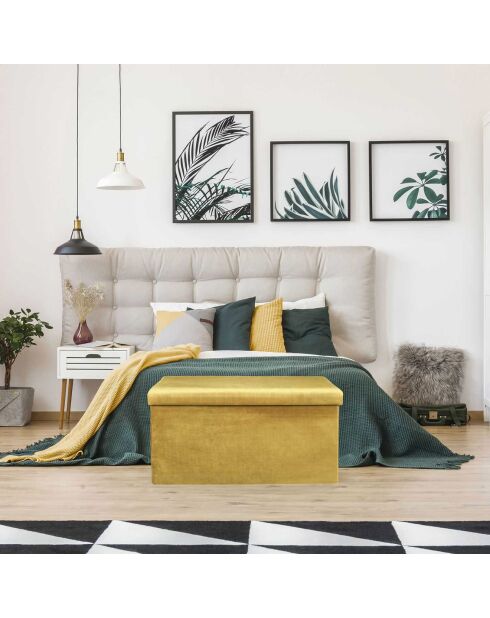 Coffre banc velours cotelé pliable Giulia moutarde - 77x38x38 cm