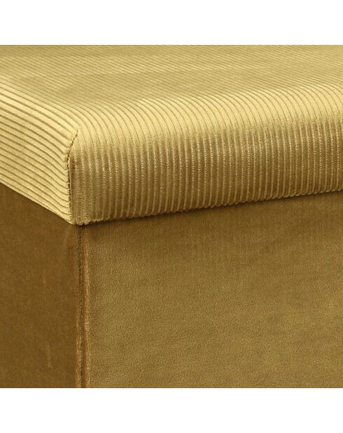 Coffre banc velours cotelé pliable Giulia moutarde - 77x38x38 cm