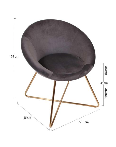 Fauteuil Karl gris - 73x83x62 cm