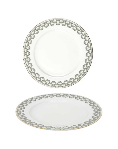 Service de table en porcelaine Ginko blanc/noir - 12 pièces