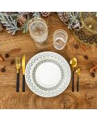 Service de table en porcelaine Ginko blanc/noir - 12 pièces