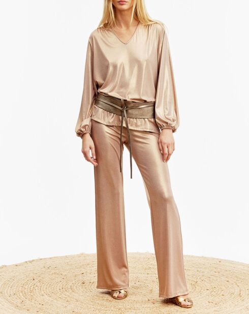Pantalon Glam marron/doré
