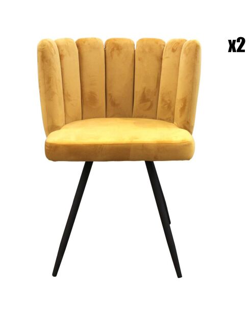 2 Chaises en velours Ariel moutarde - 59.5x79x47.5 cm