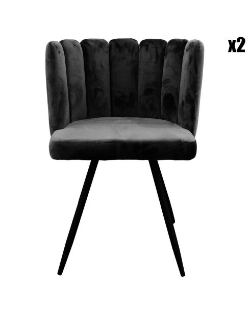 2 Chaises en velours Ariel noires - 59.5x79x47.5 cm