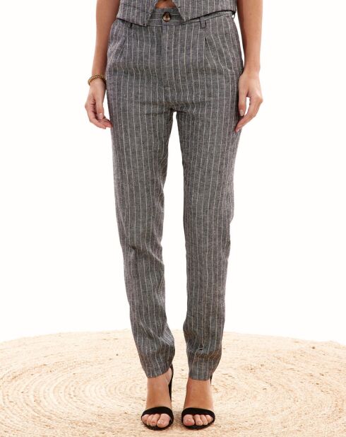 Pantalon en Lin mélangé Lima noir chiné