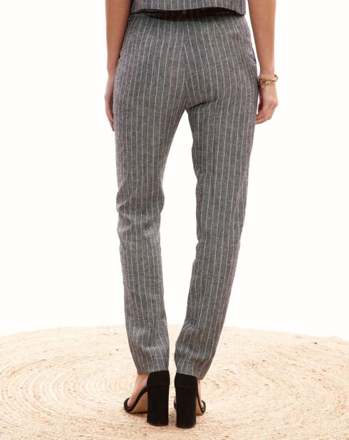 Pantalon en Lin mélangé Lima noir chiné
