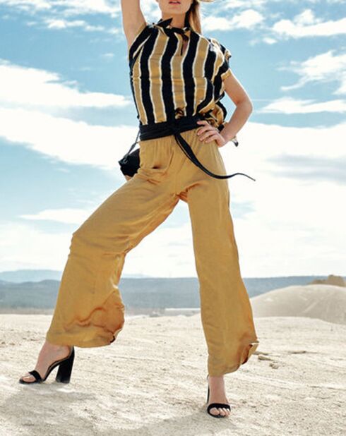 Pantalon satiné Ness doré