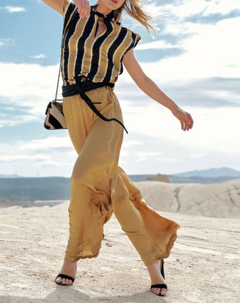 Pantalon satiné Ness doré