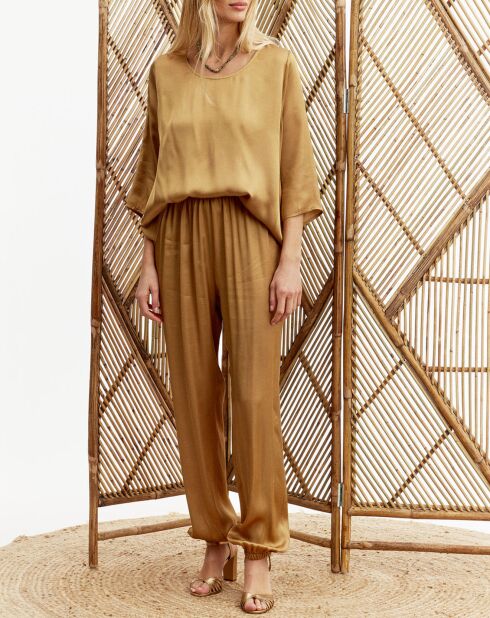 Pantalon satiné Ness doré