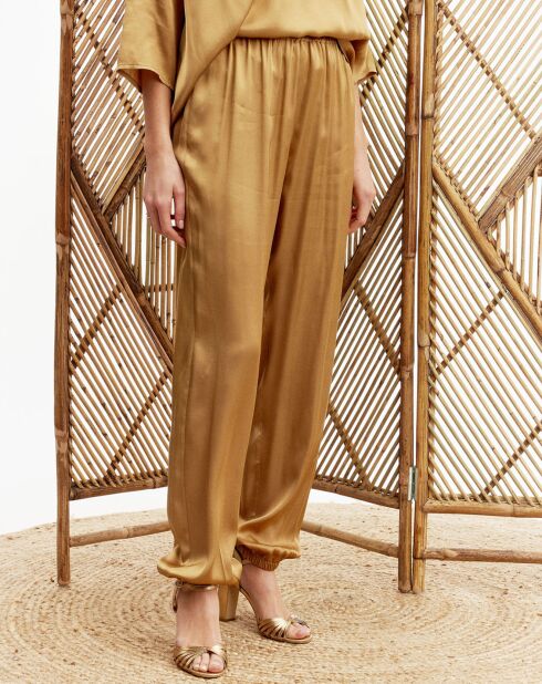 Pantalon satiné Ness doré