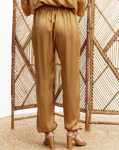 Pantalon satiné Ness doré
