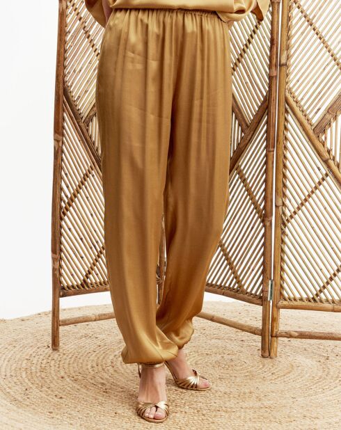 Pantalon satiné Ness doré