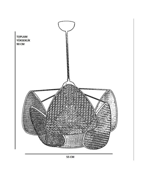 Suspension Hera rotin - 90 cm