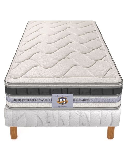 Ensemble Matelas Le Cheverny & Sommier blanc/gris - 80x200 cm