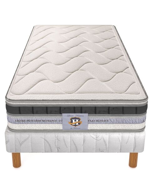 Ensemble Matelas Le Cheverny & Sommier blanc/gris - 90x190 cm