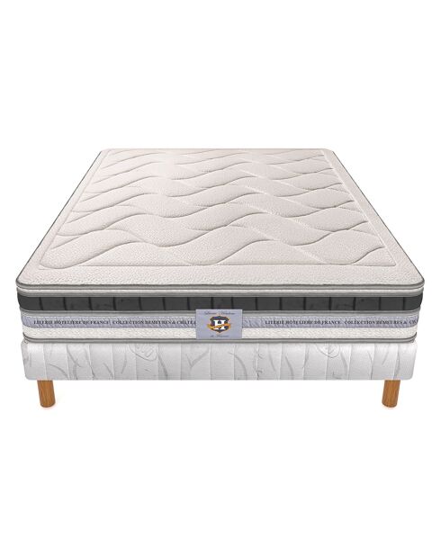 Ensemble Matelas Le Cheverny & Sommier blanc/gris - 140x190 cm