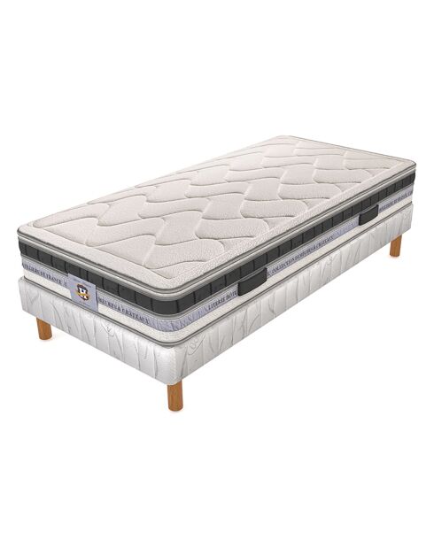 Ensemble Matelas Le Cheverny & Sommier blanc/gris - 90x200 cm