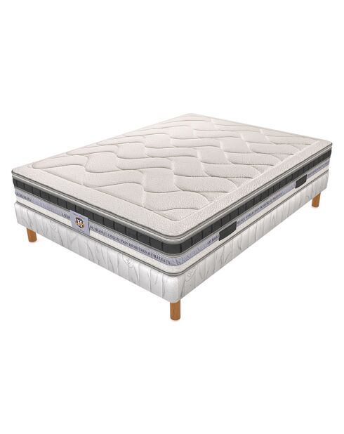 Ensemble Matelas Le Cheverny & Sommier blanc/gris - 140x190 cm