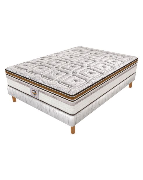 Ensemble Matelas Renaissance & Sommier blanc/marron - 140x190 cm