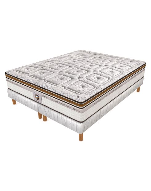 Ensemble Matelas Renaissance & 2 Sommiers blanc/marron - 2x90x200 cm