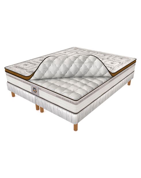 Ensemble Matelas Renaissance & 2 Sommiers blanc/marron - 2x90x200 cm